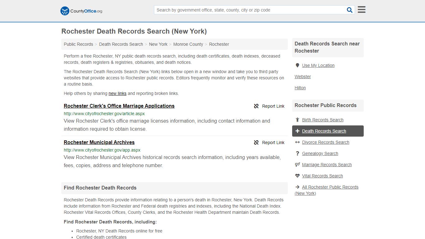 Death Records Search - Rochester, NY (Death Certificates ...