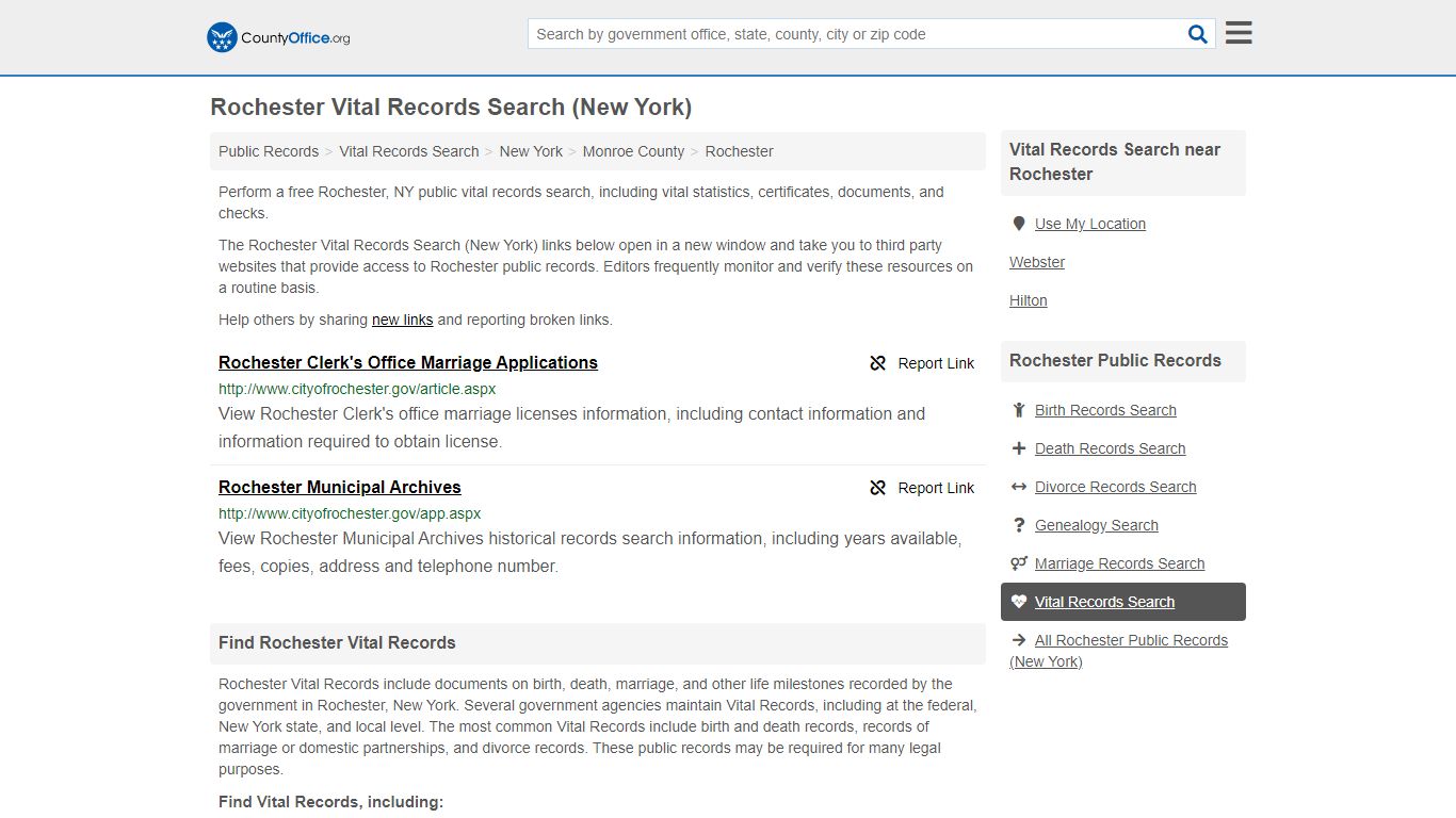 Vital Records Search - Rochester, NY (Birth, Death ...